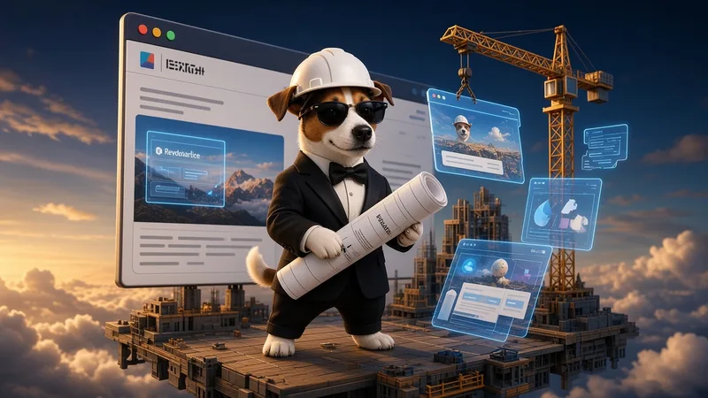 Piesek agent z planem budowy strony internetowej